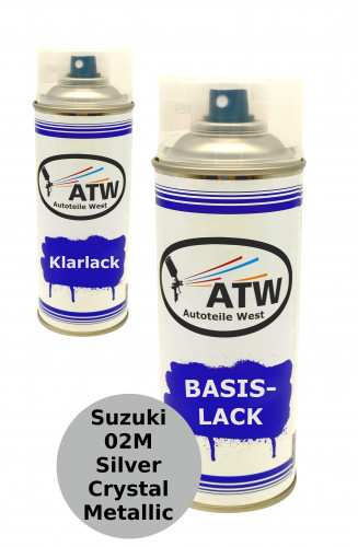 Autolack für Suzuki 02M Silver Crystal Metallic +400ml Klarlack Set